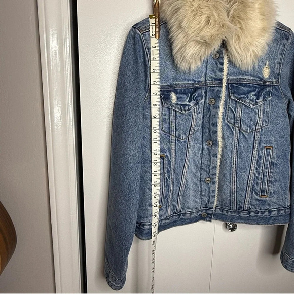 Abercrombie & Fitch Blue Jean Barn Jacket with Fur Collar - Small - Picture 7 of 8